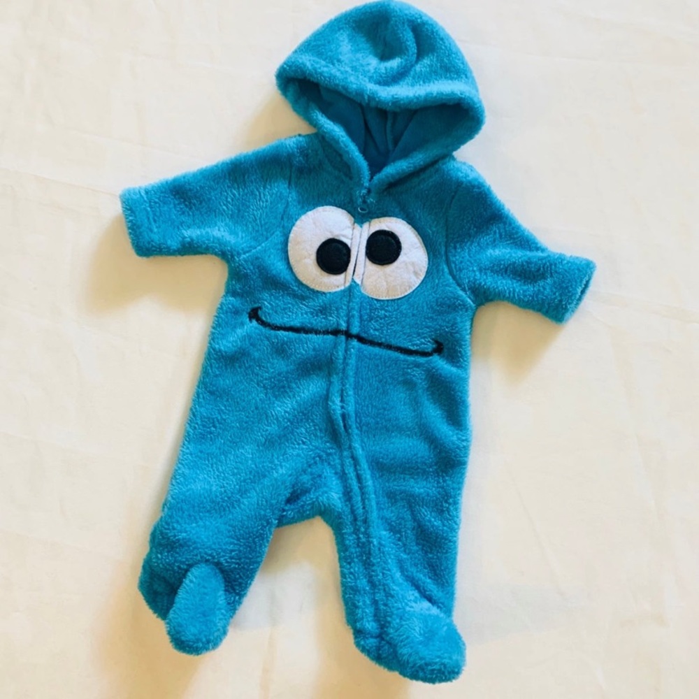 SESAME STREET COOKIE MONSTER Baby Hooded Onesie